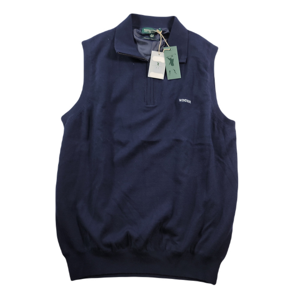 Fairway & Greene Sweater Vest Mens Small Navy Merino Wool Windstopper NEW